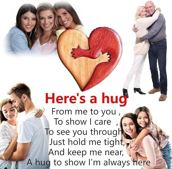 A Hug from My Heart for You Handmade Wood Carvings