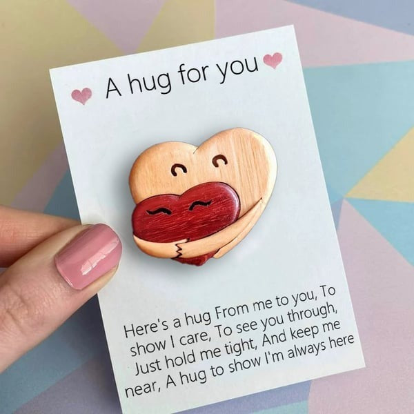A Hug from My Heart for You Handmade Wood Carvings