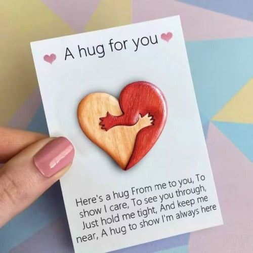 A Hug from My Heart for You Handmade Wood Carvings