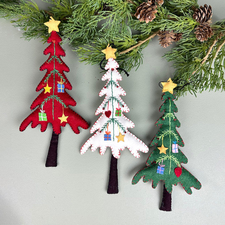Handmade Felt Embroidered Christmas Tree Ornament