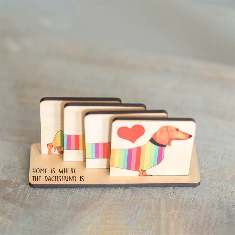 Dachshund Wood Coaster Set