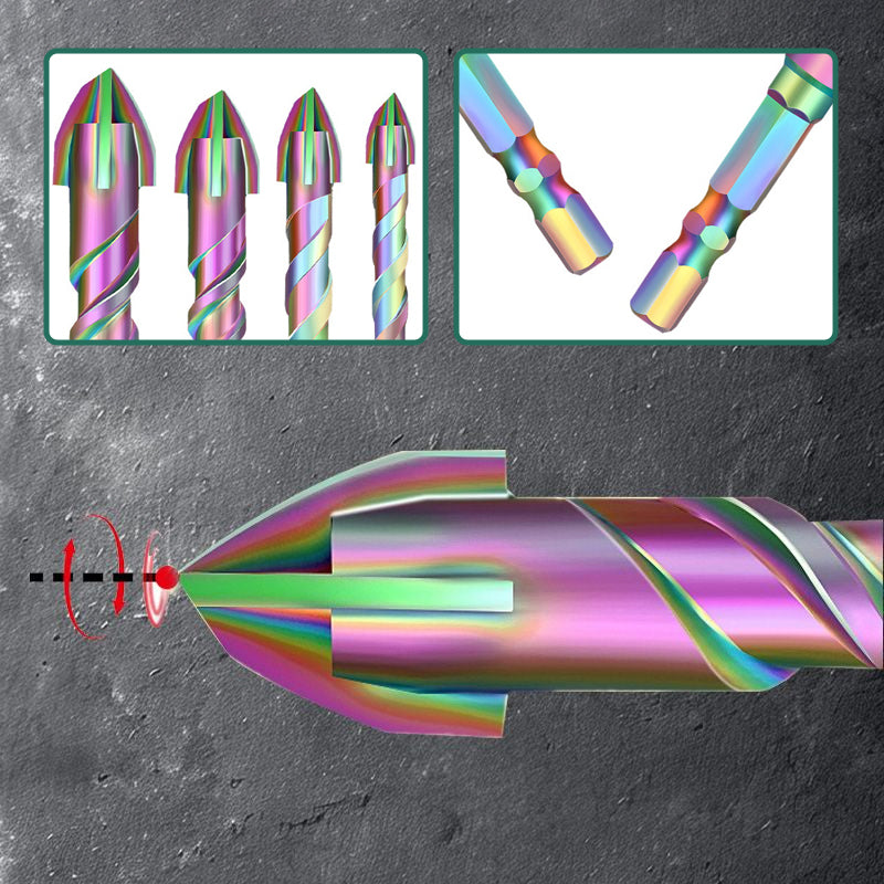 4pcs Titanium Coated Spiral Four-blade Eccentric Drill Bits