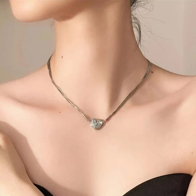 Diamond-Set Magnetic Heart Pendant